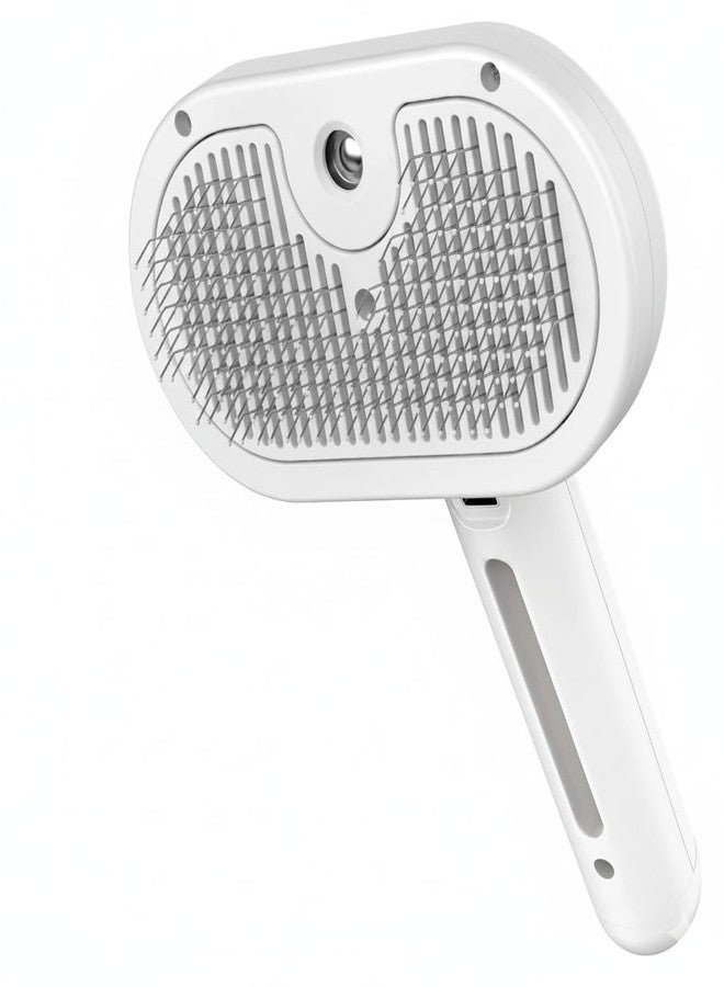 VALUEVIBES 3 in 1 Self-Cleaning Steamy Pet Brush for Cats & Dogs | Anti-Static Grooming Tool for Long & Short Hair Pets | Removes Loose Hair & Reduces Shedding (White) - Image 1